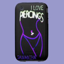 I LOVE PIERCINGS Purple Neon Lady iPhone 3 case casemate cases