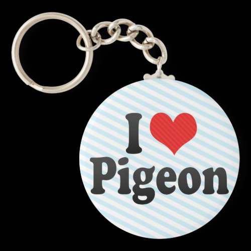 I Love Pigeon Keychain