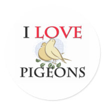 I Love Pigeons Round Stickers