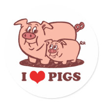 I Love Pigs Button stickers