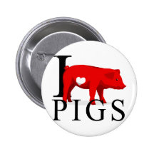 I Love Pigs Buttons