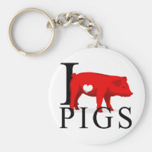 I Love Pigs Keychains