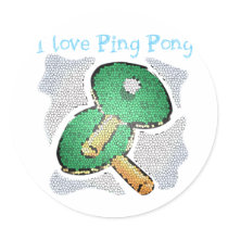 I Love Ping Pong Power Table Tennis Round Sticker