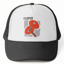 I Love Ping Pong Wild Red Paddles Hat