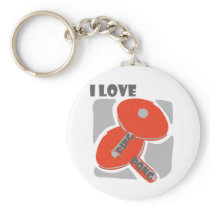 I Love Ping Pong Wild Red Paddles Key Chains