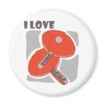 I Love Ping Pong Wild Red Paddles Refrigerator Magnet
