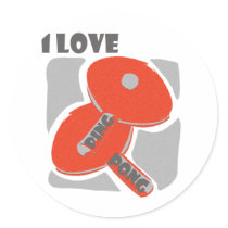 I Love Ping Pong Wild Red Paddles Round Sticker
