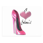 I love Pink High Heel Stiletto Shoe Art Post Card