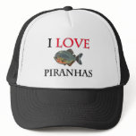 I Love Piranhas hats