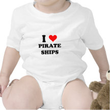 I Love Pirate Ships Baby Bodysuits
