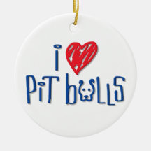 I Love Pit Bulls Christmas Tree Ornaments