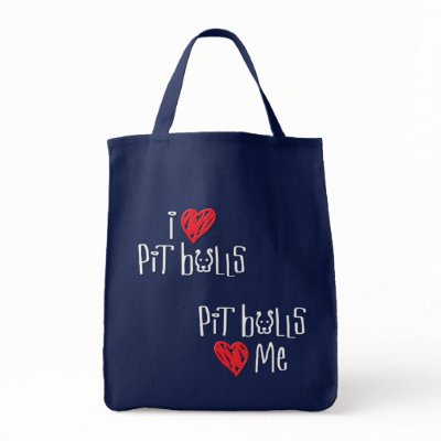 I Love Pit Bulls - Pit Bulls Love Me Bag by HardtGraphicArdts
