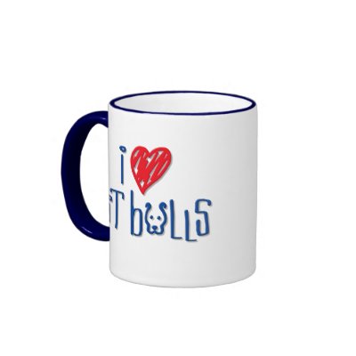 I Love Pit Bulls - Pit Bulls Love Me Coffee Mugs by HardtGraphicArdts