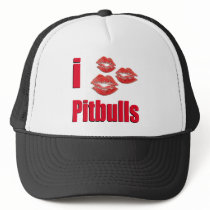 I Love Pitbull Dogs, Lipstick Kisses Crazy Mesh Hats