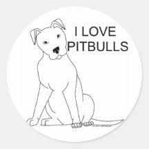 I Love Pitbulls Round Stickers