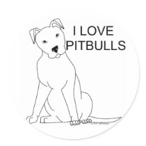 I Love Pitbulls Round Stickers