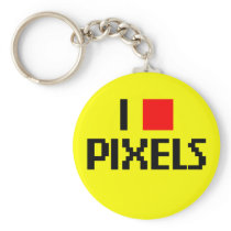 I Love Pixels Dark Key Chain