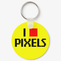 I Love Pixels Dark keychains