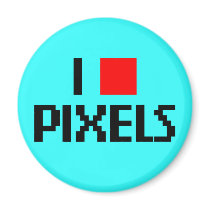I Love Pixels Dark Refrigerator Magnets