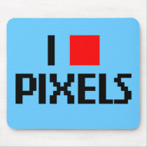 I Love Pixels Dark Mouse Pads