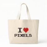 I love pixels pixelated heart retro 8bit gamer bags