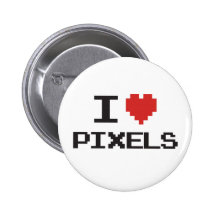 I love pixels pixelated heart retro 8bit gamer pinback button