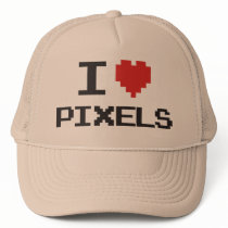 I love pixels pixelated heart retro 8bit gamer hats