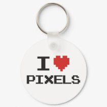 I love pixels pixelated heart retro 8bit gamer keychains