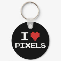 I love pixels pixelated heart retro 8bit gamer keychains