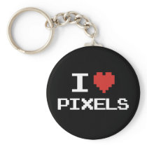 I love pixels pixelated heart retro 8bit gamer keychains