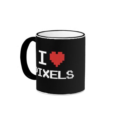 I love pixels pixelated heart retro 8bit gamer mugs by strk3