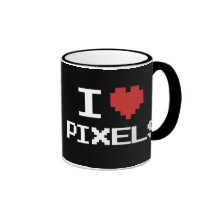 I love pixels pixelated heart retro 8bit gamer mugs
