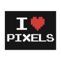 I love pixels pixelated heart retro 8bit gamer postcards