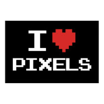 I love pixels pixelated heart retro 8bit gamer posters