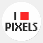 I Love Pixels Round Stickers