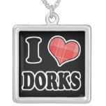 I Love (Plaid Heart) Dorks Necklaces