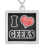I Love (Plaid Heart) Geeks Personalized Necklace