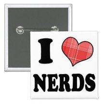 I Love (Plaid Heart) Nerds Button