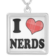 I Love (Plaid Heart) Nerds Custom Necklace