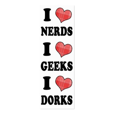 I Love (Plaid Heart) Nerds, Geeks, Dorks Bookmark Business Card Template by geekme