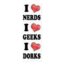 I Love (Plaid Heart) Nerds, Geeks, Dorks Bookmark business cards