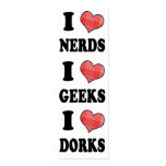 I Love (Plaid Heart) Nerds, Geeks, Dorks Bookmark Business Card Template