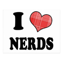 I Love (Plaid Heart) Nerds Post Card