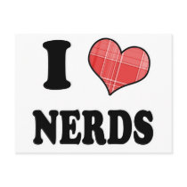 I Love (Plaid Heart) Nerds Post Card