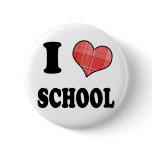 I Love (Plaid Heart) School Buttons