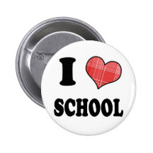 I Love (Plaid Heart) School Buttons