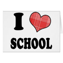 I Love (Plaid Heart) School Card