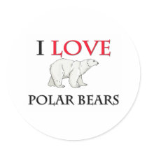 I Love Polar Bears Stickers