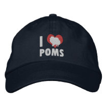 I Love Poms Embroidered Hat (Dark) embroidered hats by MenagerieMayhem I Love Poms Embroidered Hat (Dark) embroidered hats