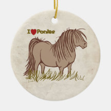 I Love Ponies Ornament